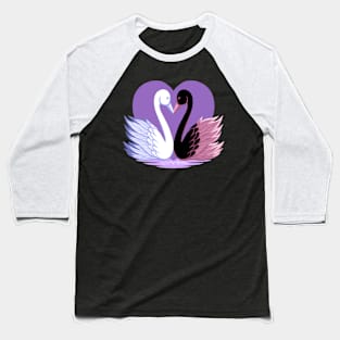 Heart Loving Swans Baseball T-Shirt